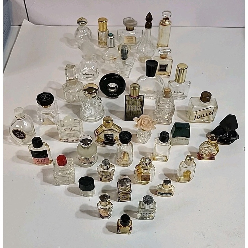 Vintage Large Lot Empty Perfume Parfum Bottles Various Designer Scents
